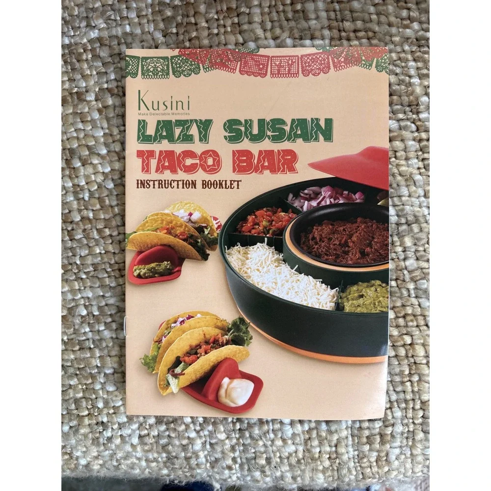 Kusini Lazy Susan Taco Bar Electric Warming Pot 6 Compartments 4 Taco HoldersNew